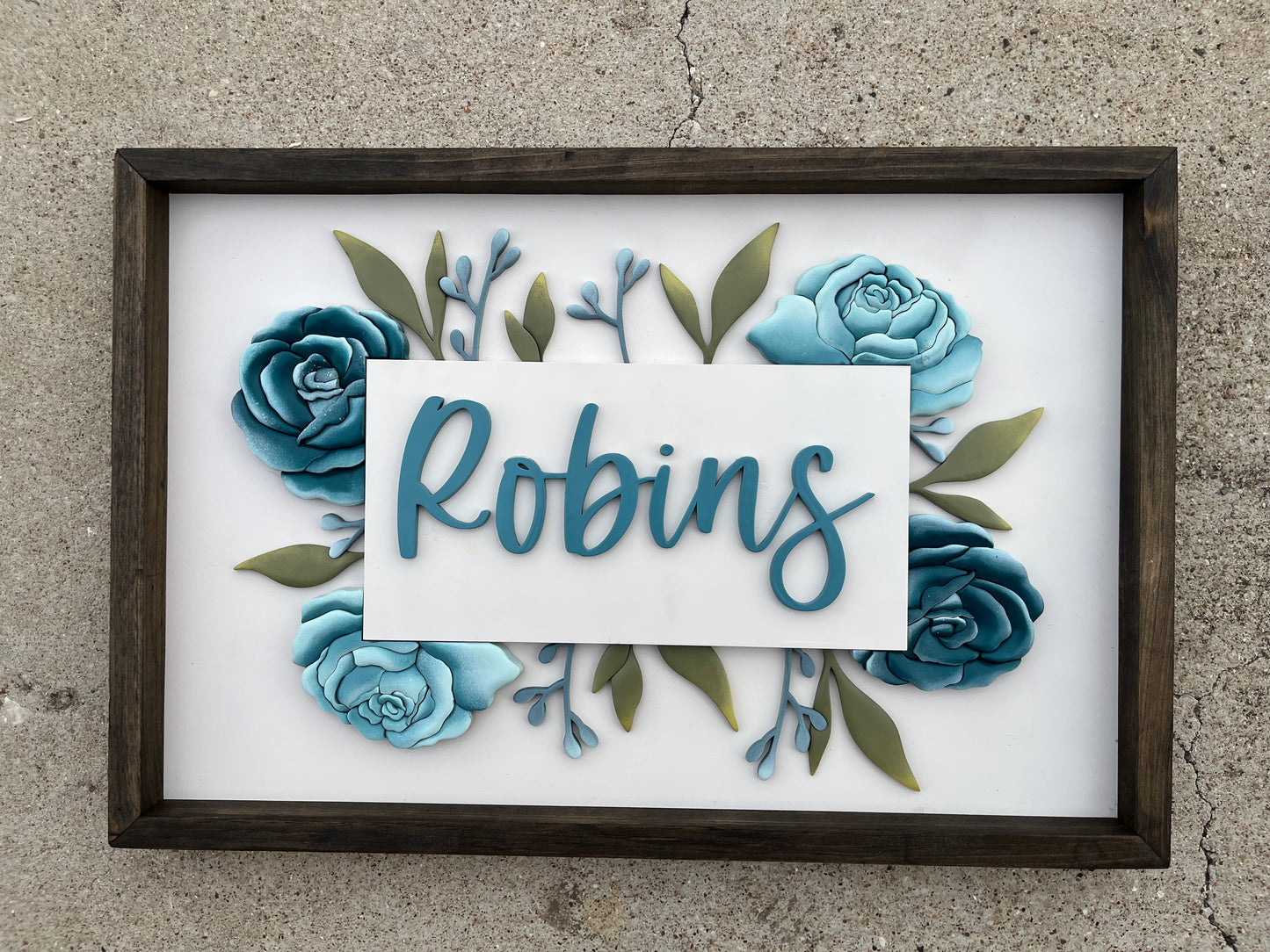 Robins Floral Name Sign