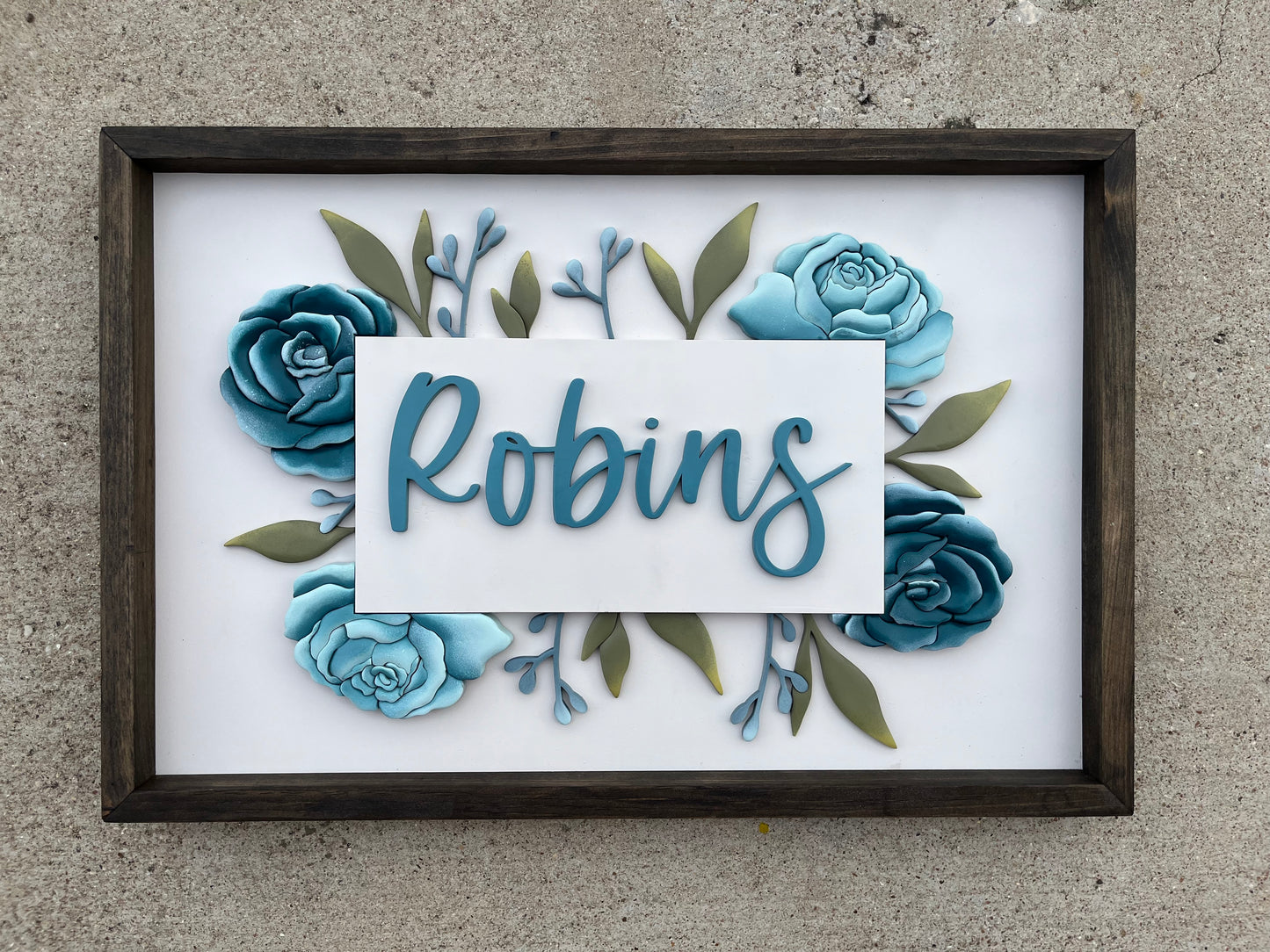 Robins Floral Name Sign