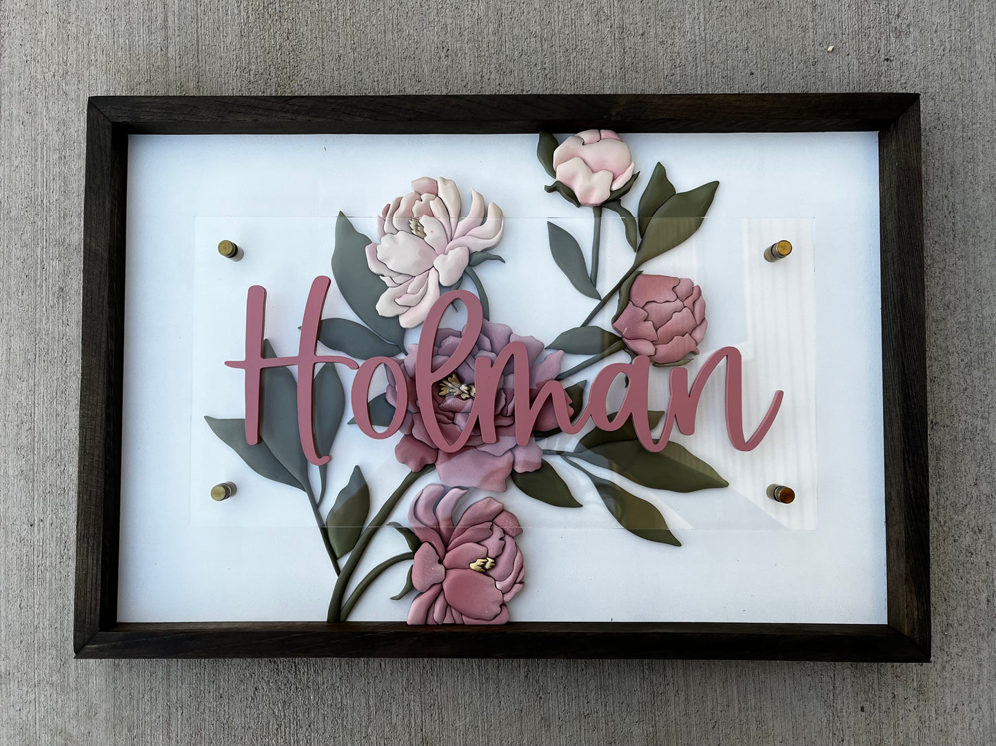 Holman Last Name - Floral Sign