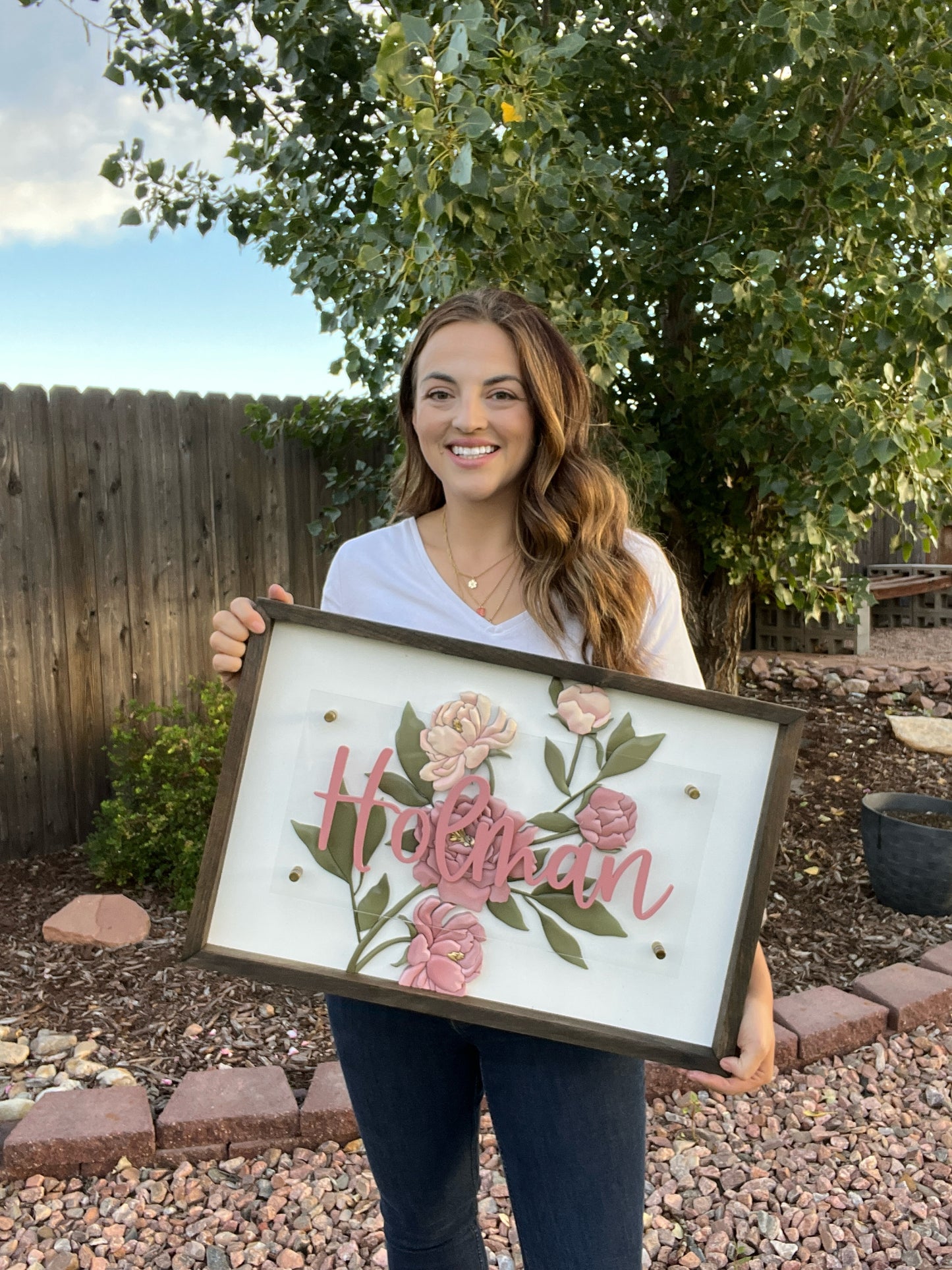 Holman Last Name - Floral Sign