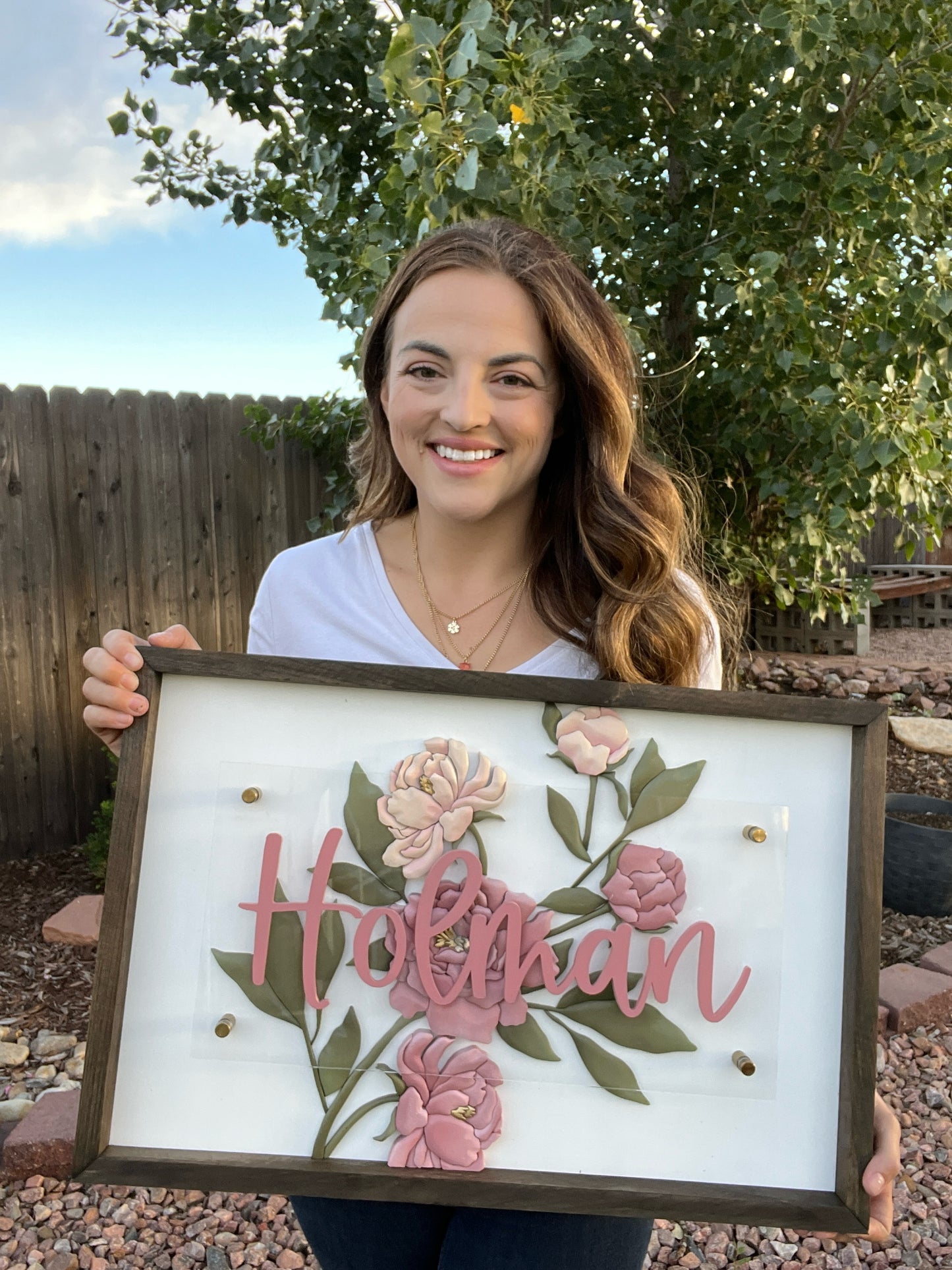Holman Last Name - Floral Sign