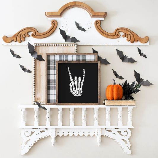 Skeleton Hand Wood Sign