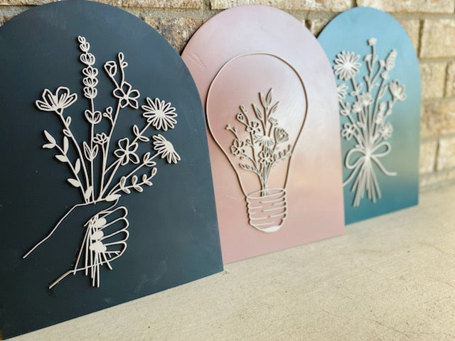 Hand Bouquet Arch- Wood Sign
