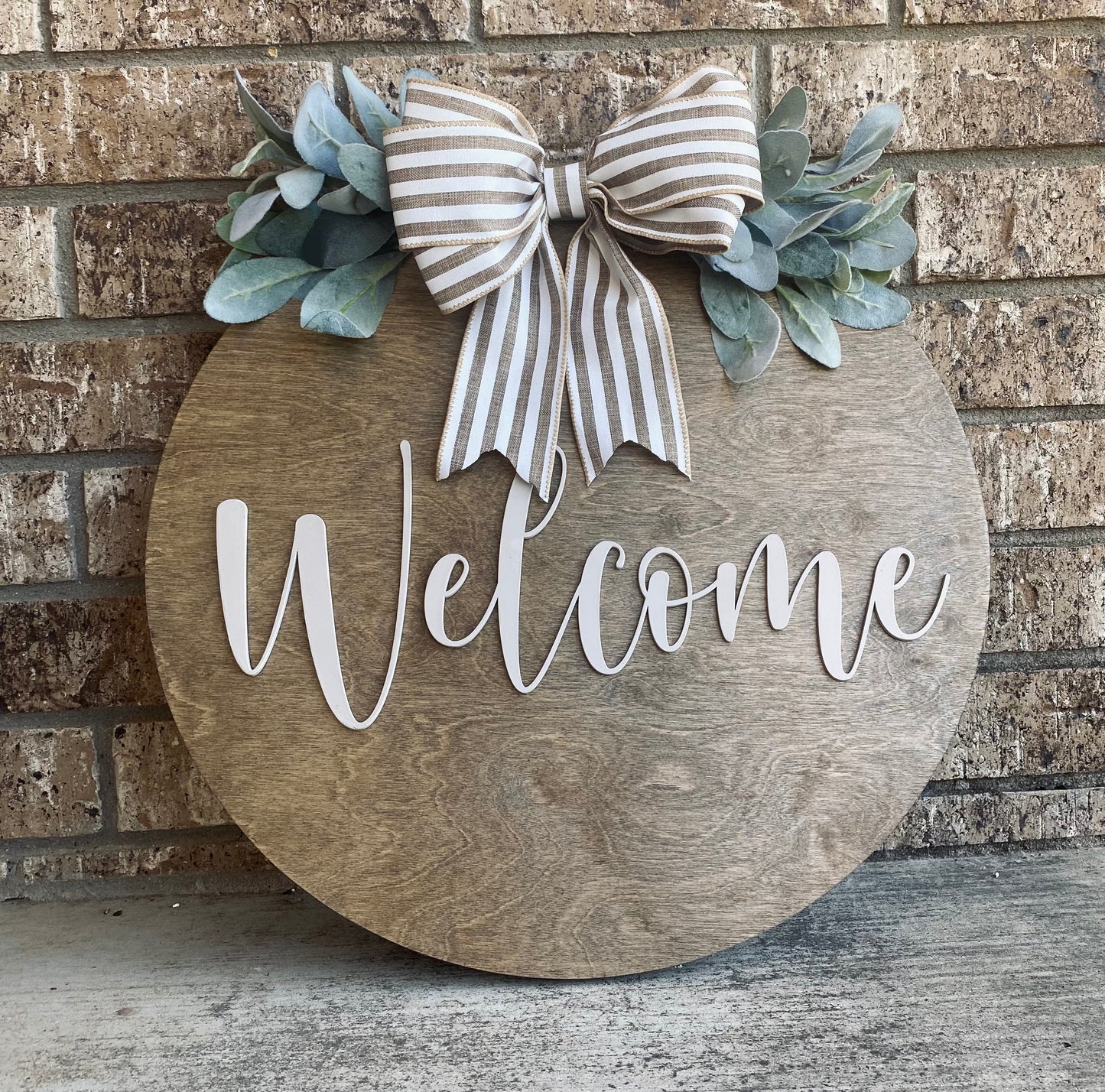 Welcome - Greenery - Wood Sign