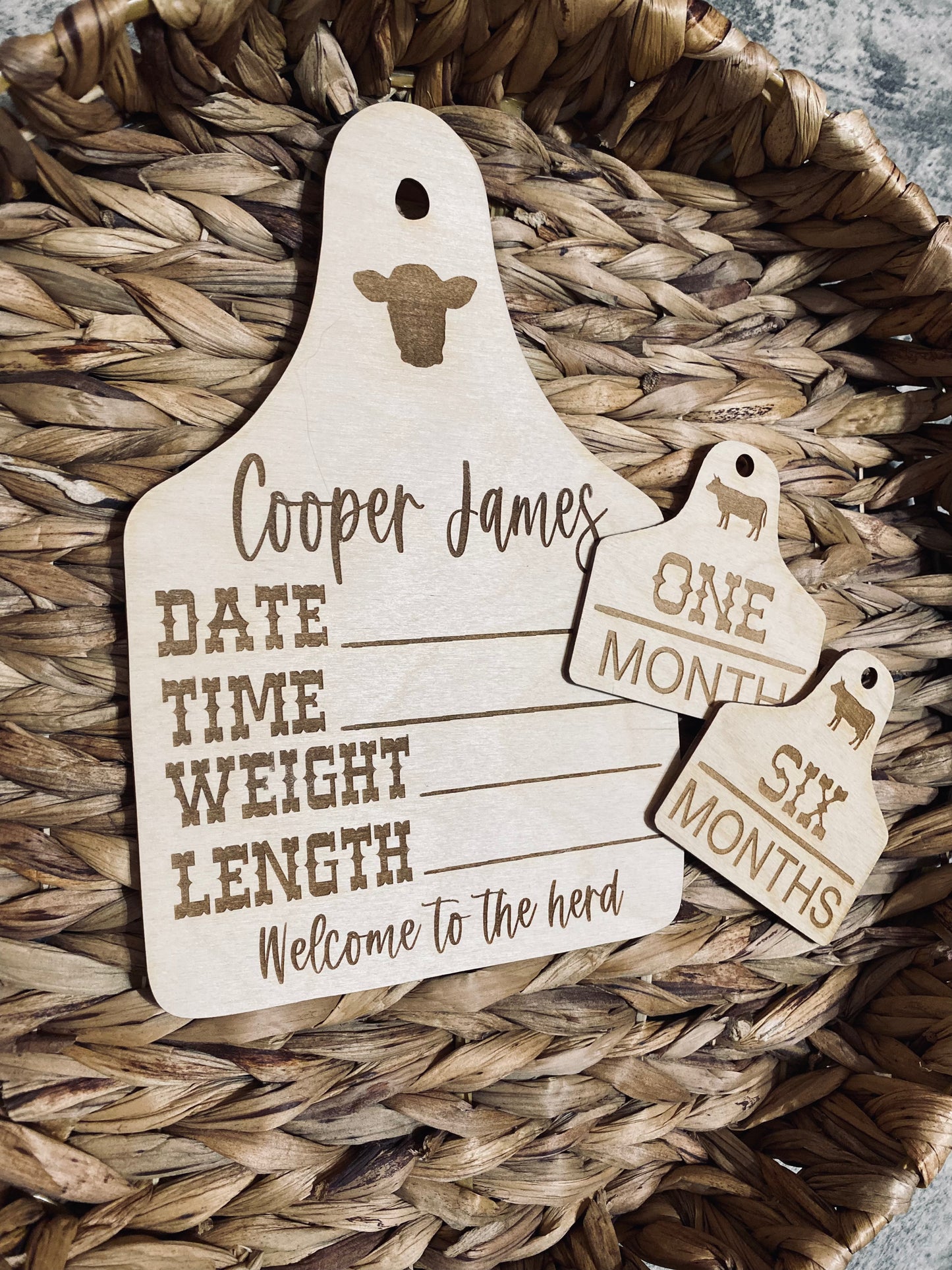 Baby Milestone Markers - Cow Tag
