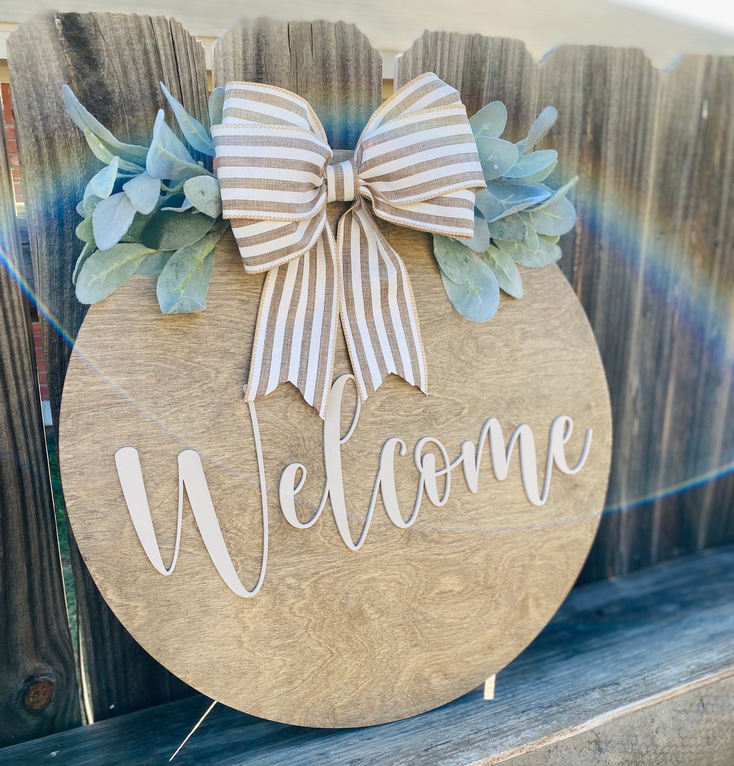 Welcome - Greenery - Wood Sign