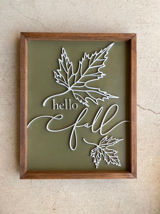 Hello Fall Wood Sign