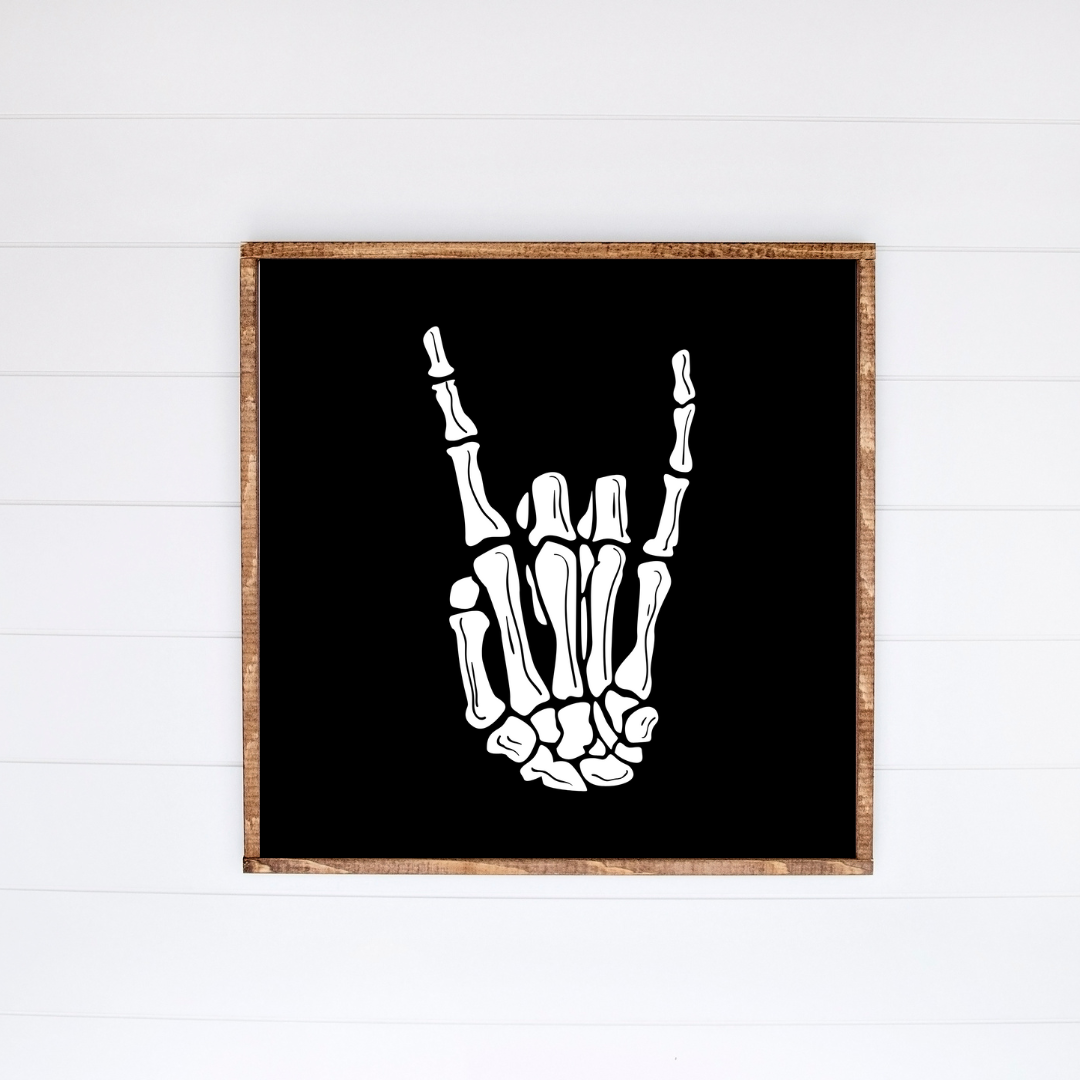 Skeleton Hand Wood Sign