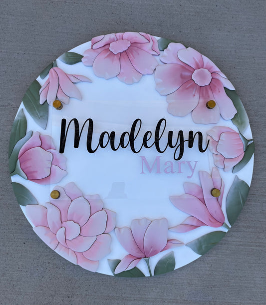 Madelyn All Around Floral Nursery Sign