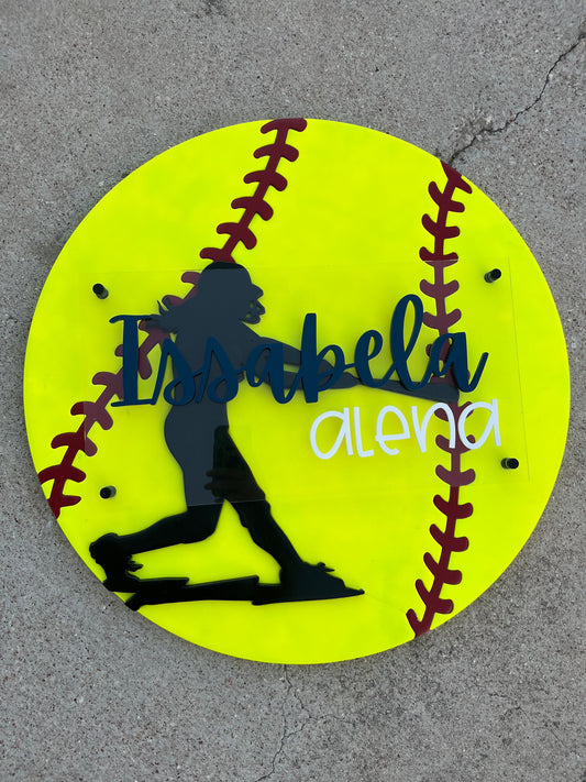 Issabela Softball Nursery Sign