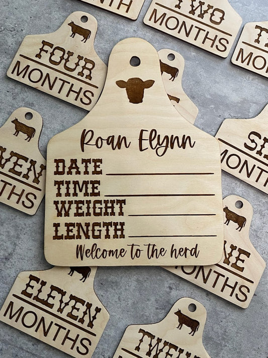 Baby Milestone Markers - Cow Tag