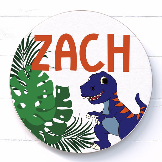 Zach T-Rex Woodland Nursery Sign