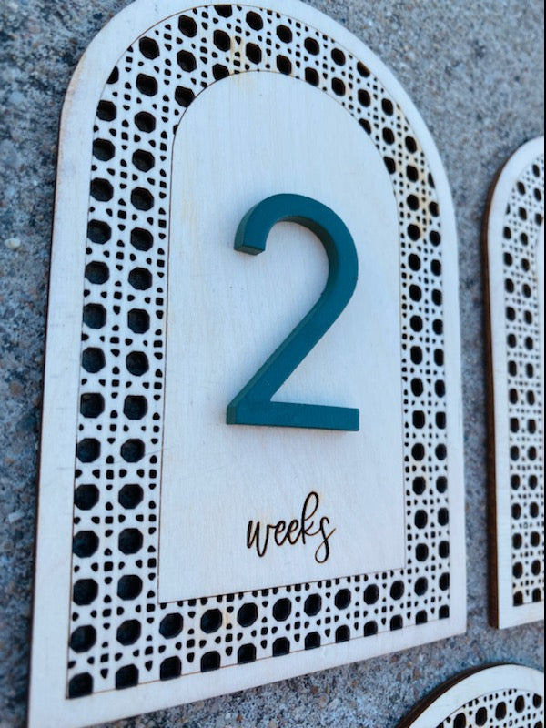 Baby Milestone Markers - Rattan Cane & Interchangeable Numbers