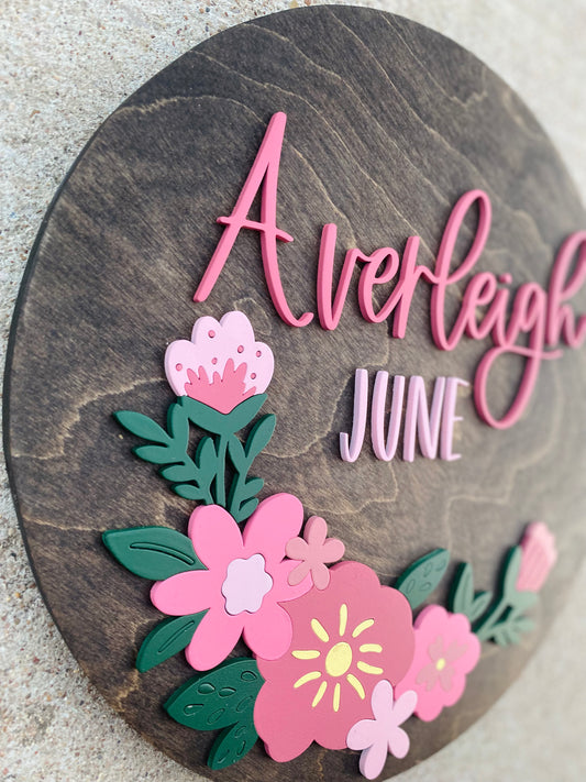 Averleigh Floral Nursery Sign - Wood Sign
