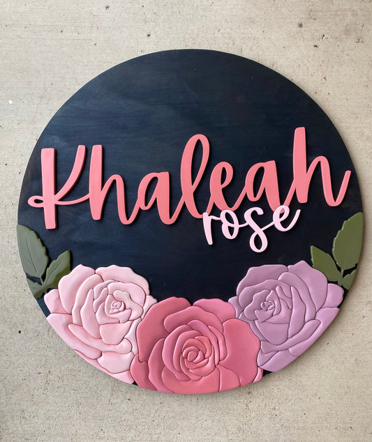 Khaleah Triple Rose Nursery Sign