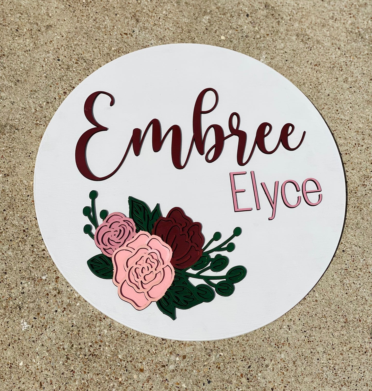 Embree Floral Name Sign - Wood Sign