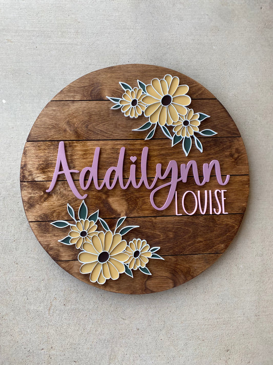 Addilynn Floral Nursery Sign - Wood Sign