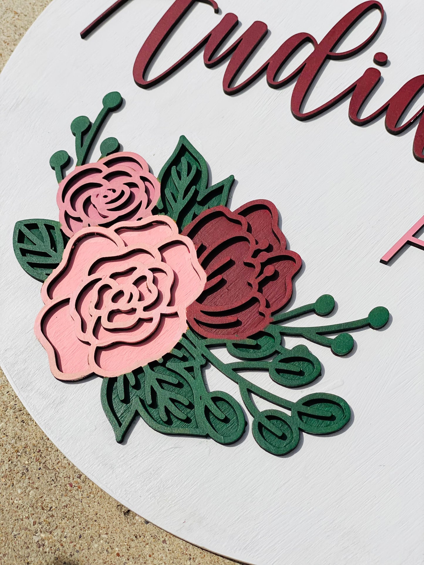 Embree Floral Name Sign - Wood Sign